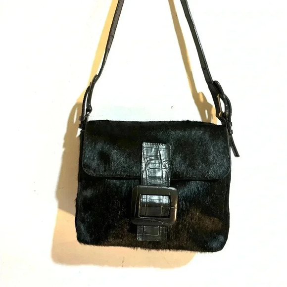 Claudio Orciani pony skin and leather shoulder handbag - Picture 8 of 11